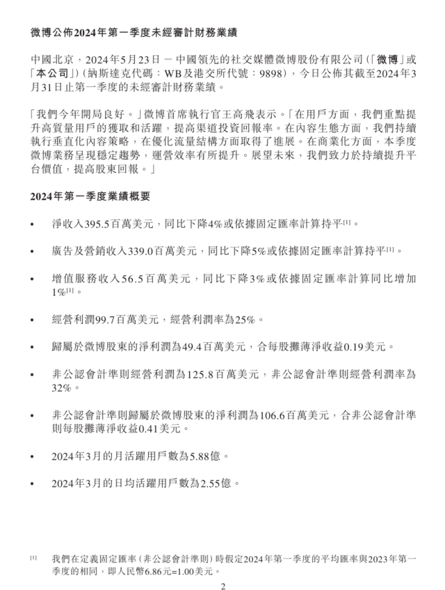 微博一季度净收入约28亿人民币：带大家一起来看看都赚了哪些钱